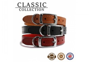 Ancol Classic Leather Collar 35-43cm